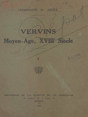 cover image of Vervins (1). Moyen-Âge, XVIIIe siècle